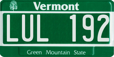 VT license plate LUL192
