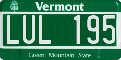 VT license plate LUL195