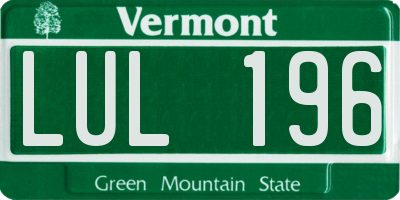 VT license plate LUL196