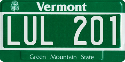 VT license plate LUL201