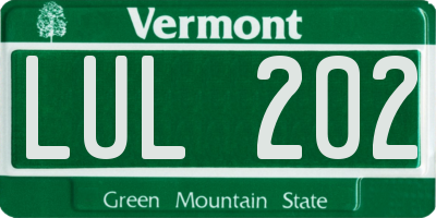 VT license plate LUL202