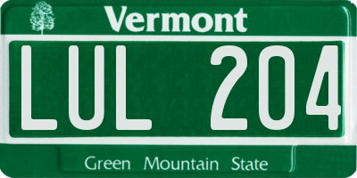 VT license plate LUL204