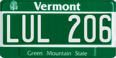 VT license plate LUL206