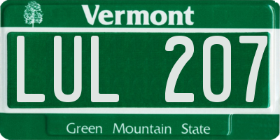 VT license plate LUL207