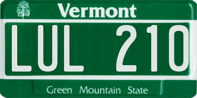 VT license plate LUL210