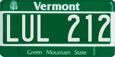 VT license plate LUL212