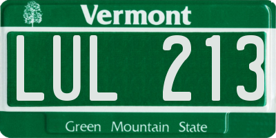 VT license plate LUL213