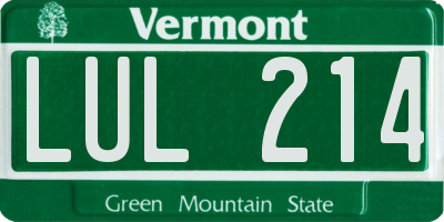 VT license plate LUL214