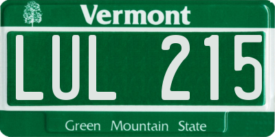 VT license plate LUL215