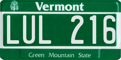 VT license plate LUL216