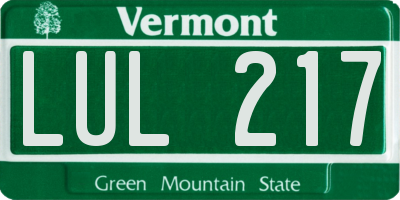 VT license plate LUL217