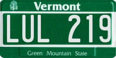 VT license plate LUL219