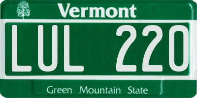 VT license plate LUL220