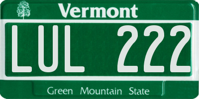VT license plate LUL222
