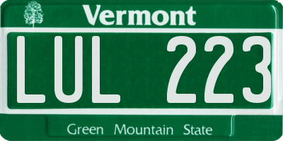 VT license plate LUL223
