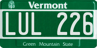 VT license plate LUL226
