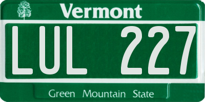 VT license plate LUL227