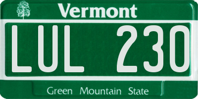 VT license plate LUL230