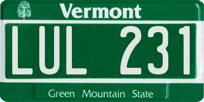 VT license plate LUL231