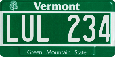 VT license plate LUL234