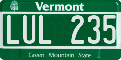 VT license plate LUL235