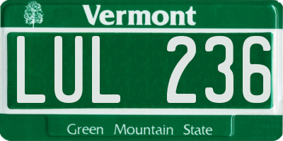 VT license plate LUL236
