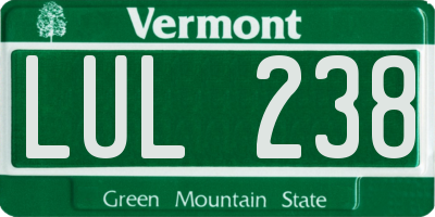 VT license plate LUL238