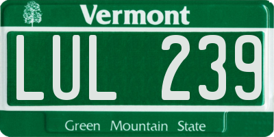 VT license plate LUL239