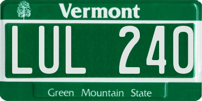 VT license plate LUL240