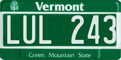 VT license plate LUL243