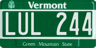 VT license plate LUL244
