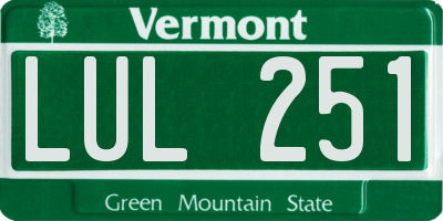 VT license plate LUL251