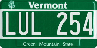 VT license plate LUL254