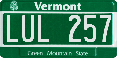 VT license plate LUL257