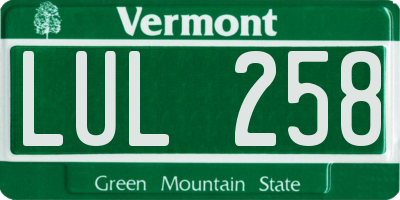 VT license plate LUL258