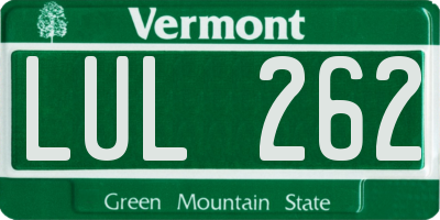 VT license plate LUL262