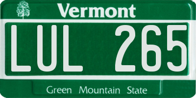 VT license plate LUL265