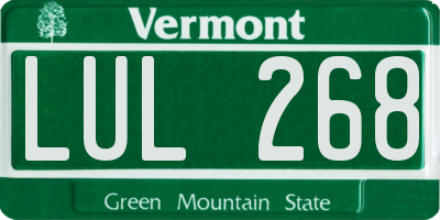 VT license plate LUL268