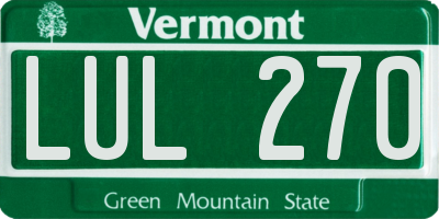 VT license plate LUL270