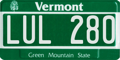 VT license plate LUL280