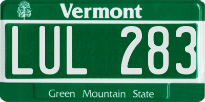 VT license plate LUL283