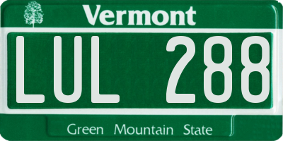 VT license plate LUL288