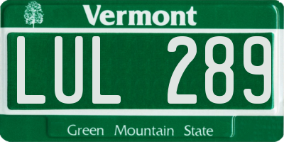 VT license plate LUL289