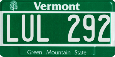 VT license plate LUL292
