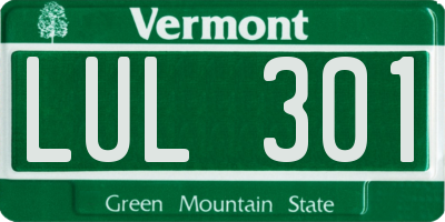 VT license plate LUL301