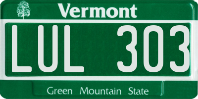 VT license plate LUL303