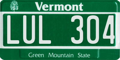 VT license plate LUL304
