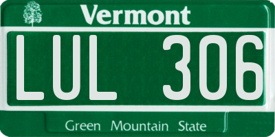 VT license plate LUL306