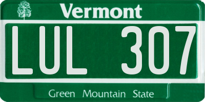 VT license plate LUL307