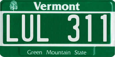 VT license plate LUL311